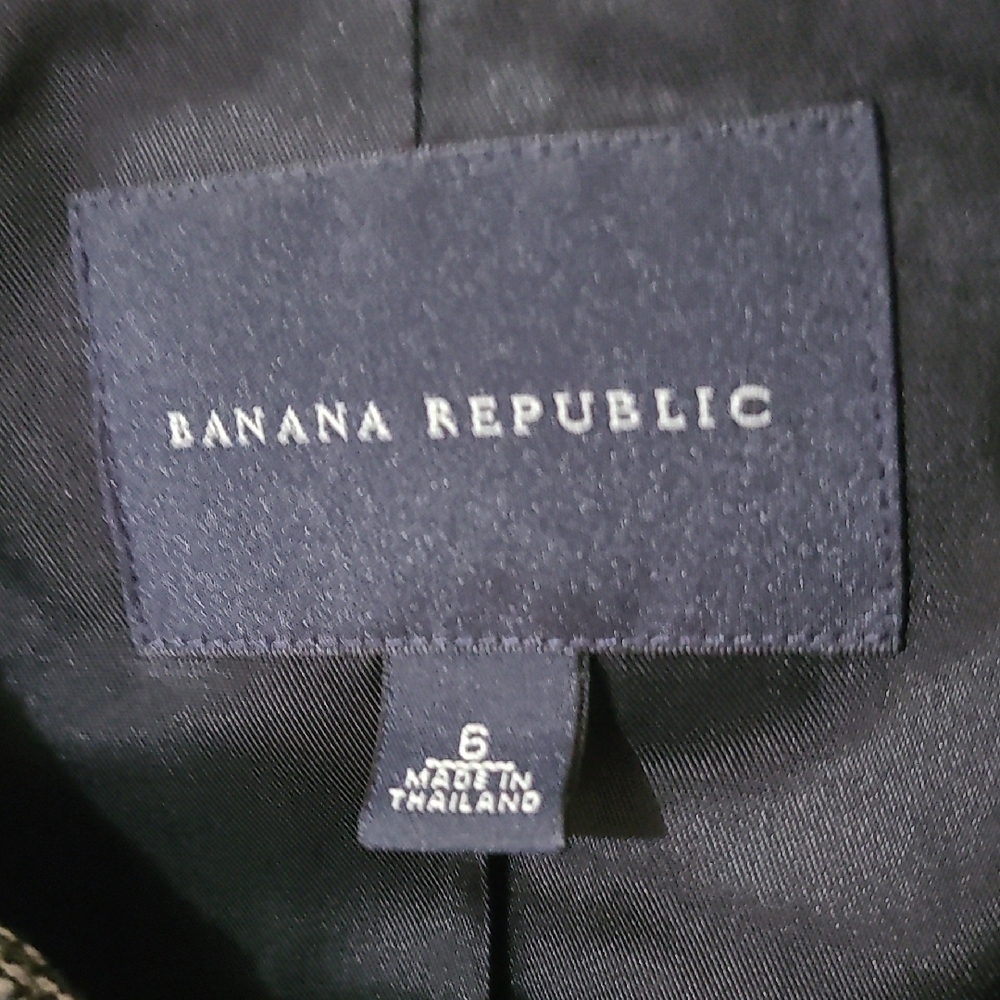 BANANA REPUBLIC Black and White Lined Peacoat Classic Wool-Blend Jacket - Size 6 - Picture 13 of 14